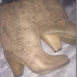 Mia taupe fold down calf boot boho Coachella